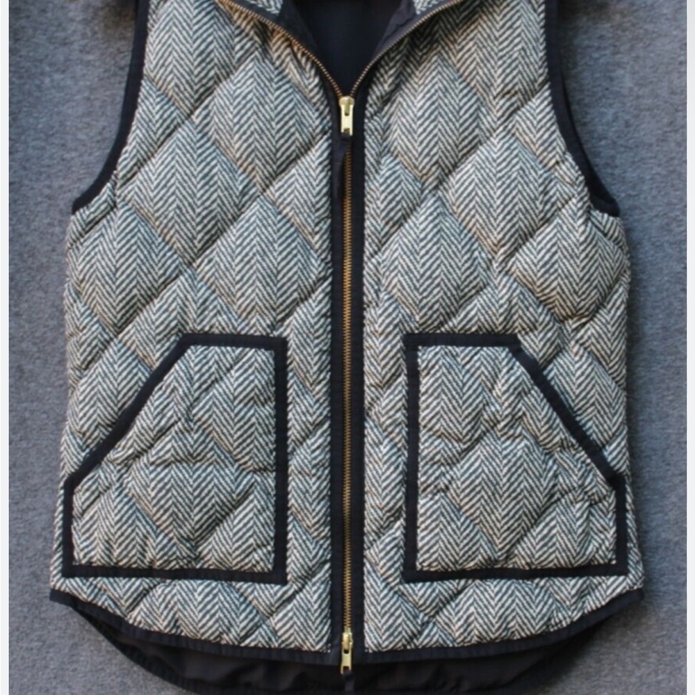 J. Crew Herringbone Vest with Black Accents size XXS like new